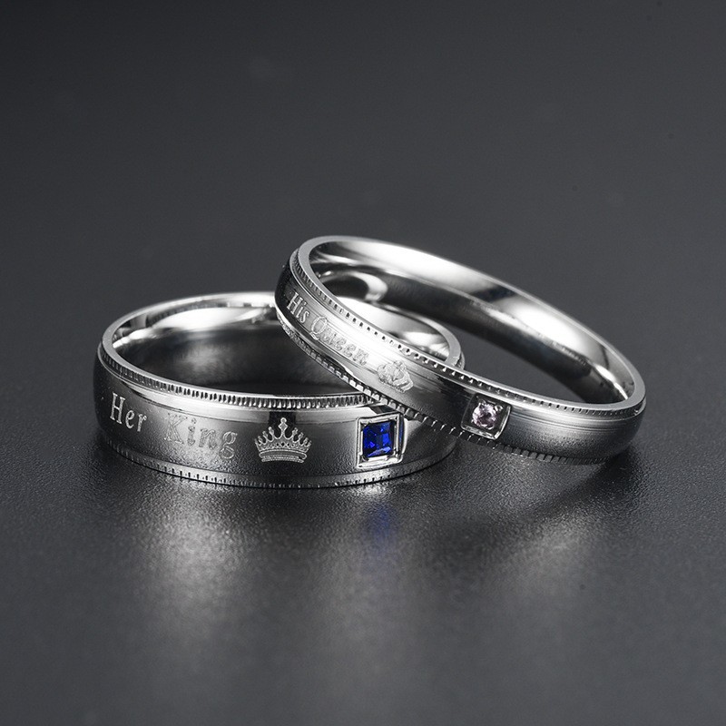 Moissanite Ring - Eenvoudige paar titanium stalen ring glanzende