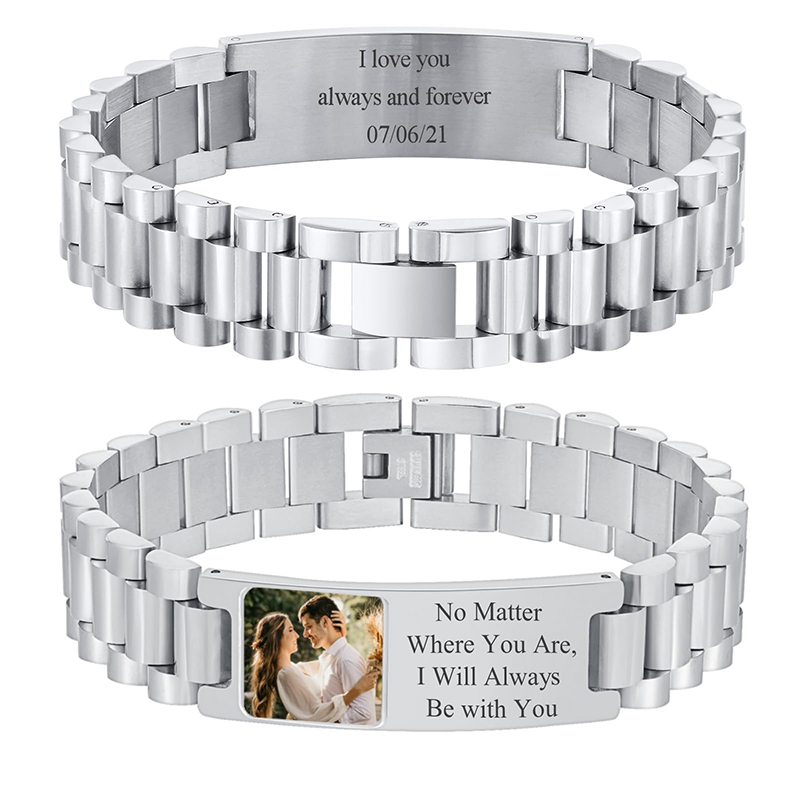 Jewelry Clasp Watches - Aangepaste foto tekst armband horlogeband roestvrij