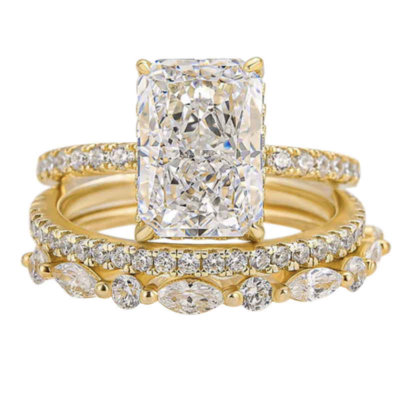 Moissanite Ring - Vergulde koperen 925 sterling zilveren super