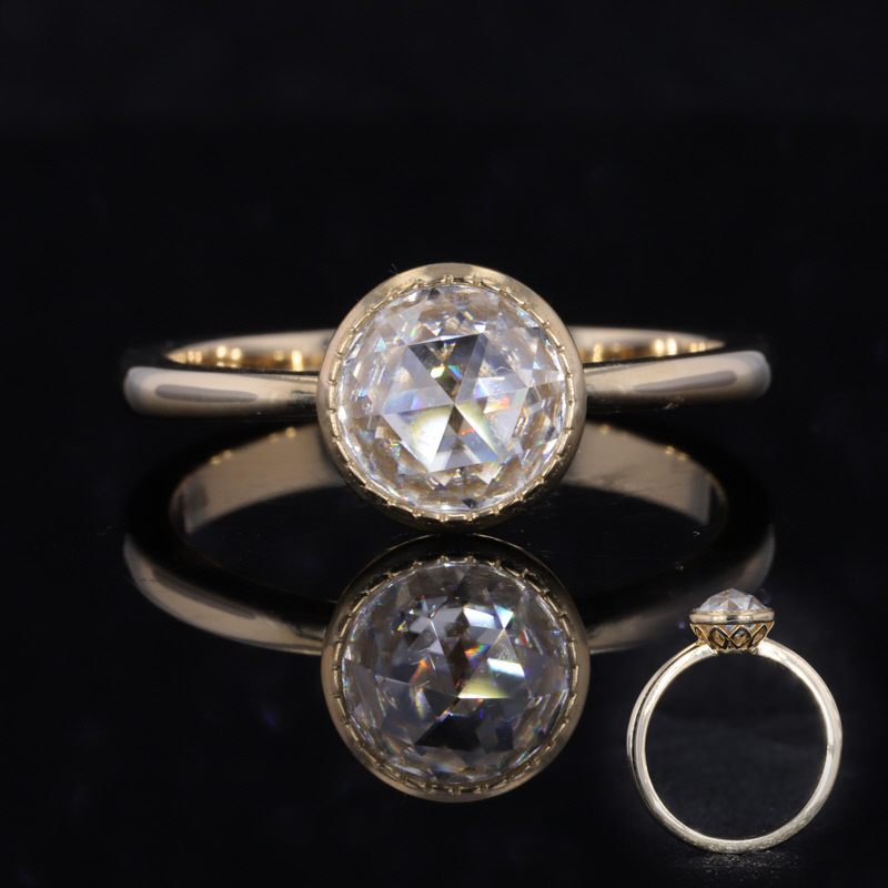Moissanite Ring - 10k geelgouden verlovingsring 7,5 mm enkele