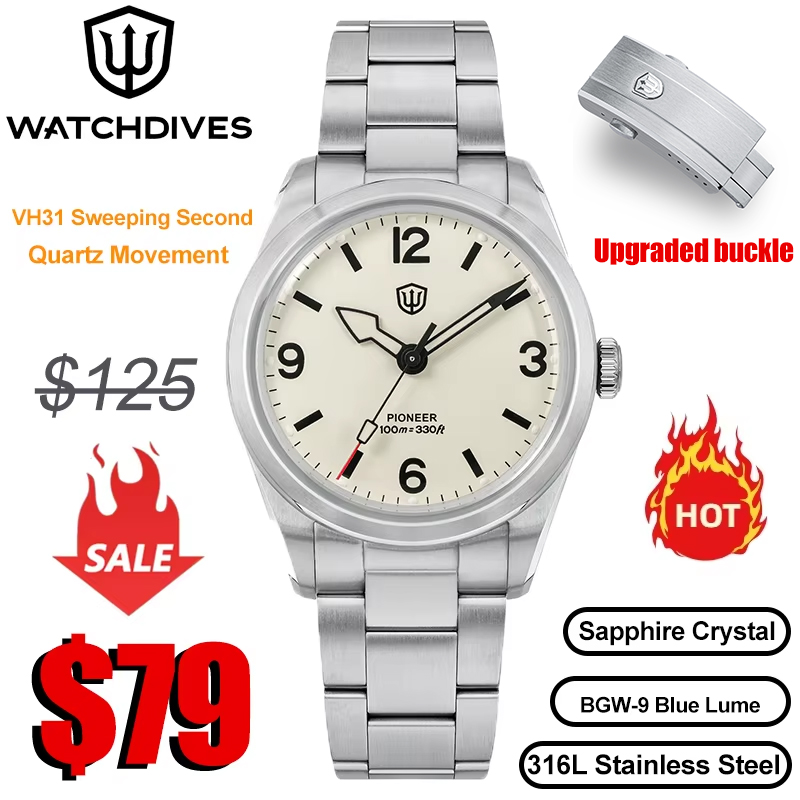 Jewelry Watches Vintage - Watchdives WD1960S V2 Horloge VH31 Sweep