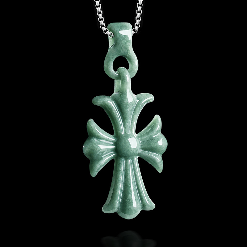 Luxury Gifts Jewelry & Watches Namfleg Mostar - Natuurlijke Birmese Jadeïet kruis hanger ketting