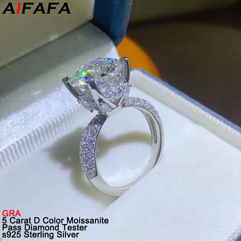 Moissanite Ring - 5 karaat D kleur VVS1 Moissanite