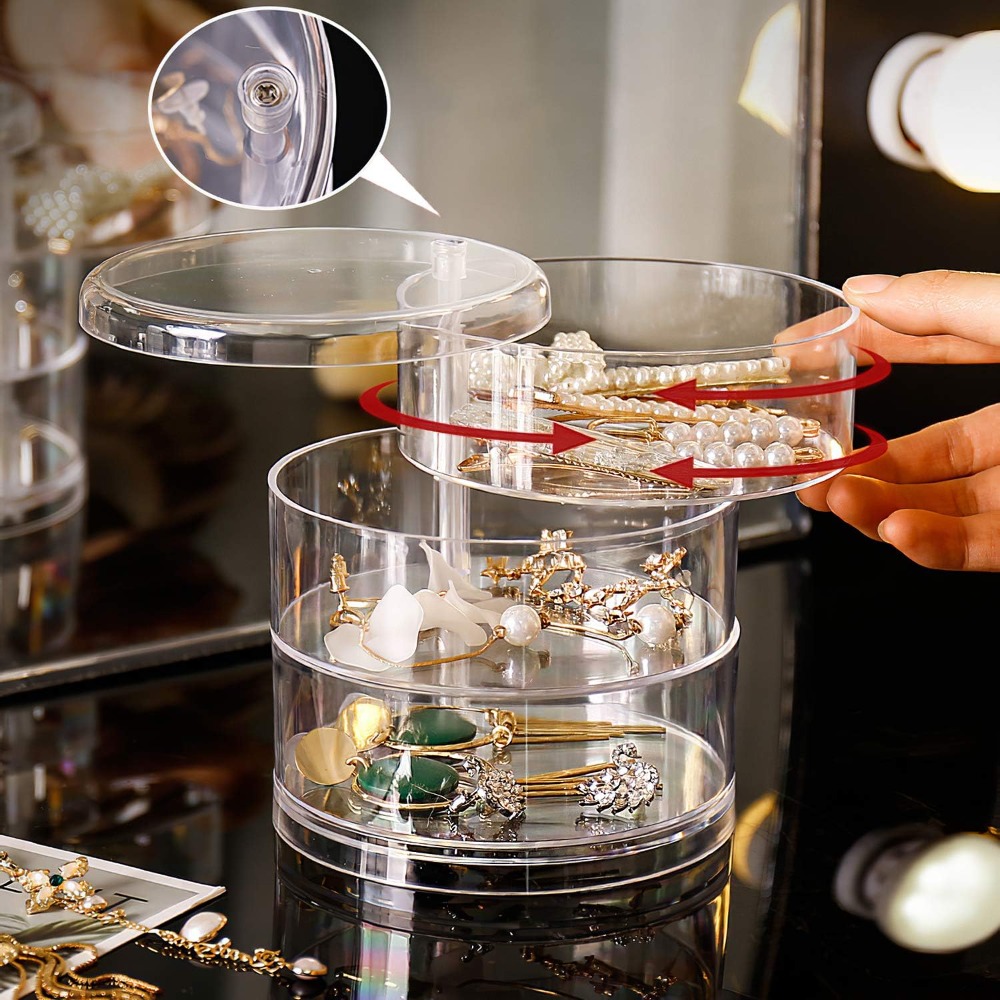 Shop Jewelry & Watches Near Me - 360° Draaibaar Juwelendoosje Transparant Plastic Opbergdoos