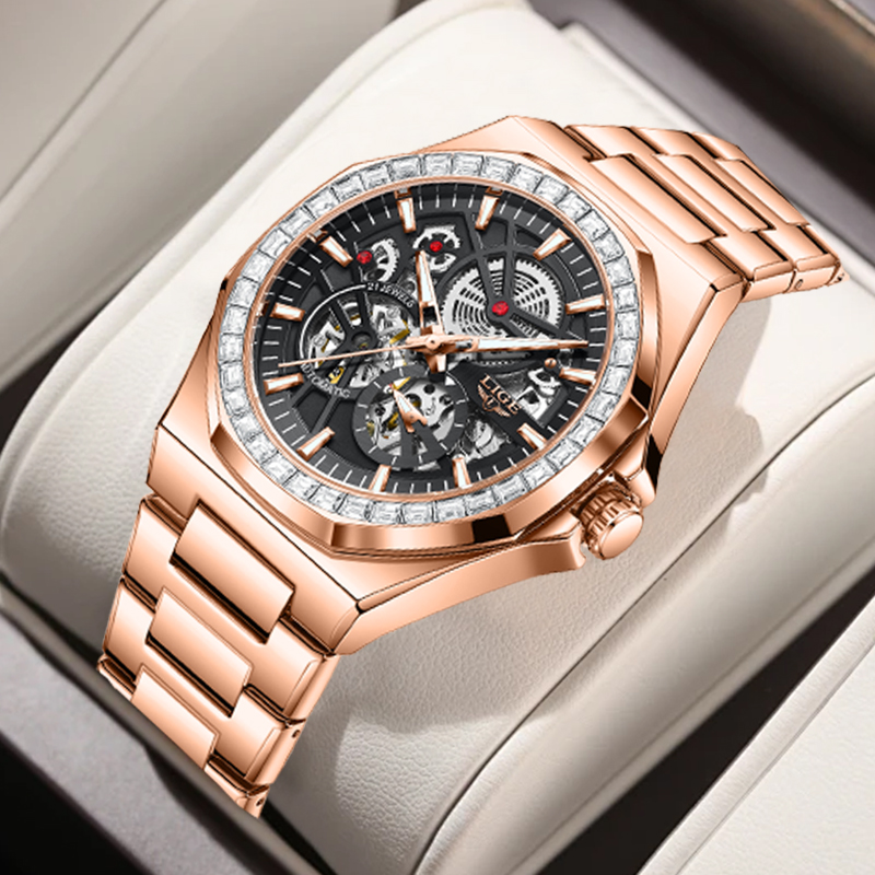 Mens Mechanical Watch - LIGE Origineel ontwerp mechanische horloges voor