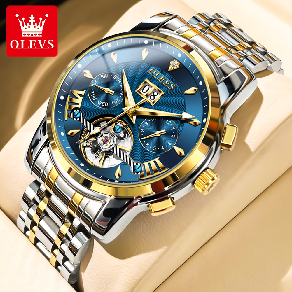 Mens Mechanical Watch - OLEVS Herenhorloges Luxe mode fijne stalen