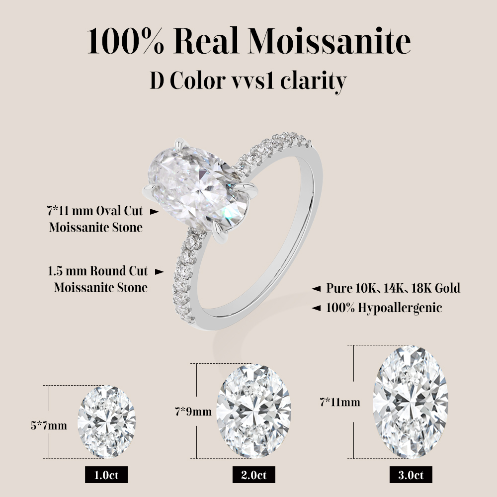 ATTAGEMS Oval Cut 3.0CT Moissa - Moissanite Ring recensie en prijs