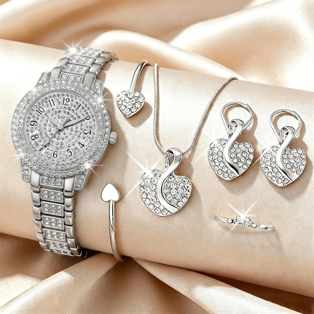 6PCS Fashion Rhinestone Damesh - Jewelry Clasp Watches recensie en prijs